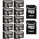 Gigastone 64GB 10-Pack Micro SD Card, 4K UHD Video, Surveillance Security CAM Action Camera Drone Professional, 90MB/s Micro SDXC UHS-I A1 Class 10