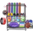 Outdoor Toy Storage, Garage Organization, Sports Equipment Organizer, Yoga Mat Storage with Hooks and Basket
