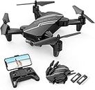 DEERC D20 Mini Drone for Kids with 720P HD FPV Camera Remote Control Toys Gifts for Boys Girls with Altitude Hold, Headless Mode, High Speed,Voice Control, 3D Flips, 2 Batteries, Black