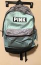 Victoria's Secret PINK Campus Backpack Light BlueTeal Gray Marl Black Logos RARE