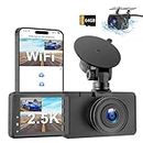 Dash Cam Front and Rear Camera, Otovoda 3Inch Screen WiFi Dash cam, 2.5K+1080P Dash Camera for Cars, Dashboard Camera with Free 64GB Card, Type-C Port, Parking Monitor, Super Night Vision