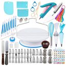 207PCS DIY Cake Decorating Turntable Stand Icing Piping Baking Nozzles Tool Kit