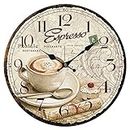 YOAI Orologio da parete vintage da 12 pollici, orologio da parete in legno, silenzioso, per soggiorno, cucina, ufficio e camera da letto, caffè