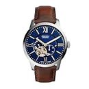 FOSSIL Men's Townsman Analog Automatic Self Wind Brown Watch, (ME3110), blue, 44 mm