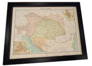 Carte du monde antique encadrée de l'Atlas citoyen des années 1890 Autriche Hongrie