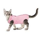 cobee Cat Professional Recovery Suit for Abdominal Wounds or Skin Diseases, Kitten Surgery Recovery Suit E-Collar Alternative for Cats After Surgery Wear Pajama Suit (S Size, Pink)