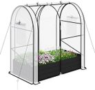 NEDYO 4x3x5ft Galvanized Raised Garden Bed with Cover Greenhouse w/ Metal Pla...