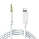 [Apple MFi Certified] Aux Cord for iPhone, Lightning to 3.5mm Aux Cable for Car Compatible with iPhone 11/11 Pro/XS/XR/X 8 7 6/iPad/iPod for Car/Home Stereo/Headphone/Speaker (3.3FT, White)