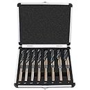 EFFICERE 8-Piece Premium 1/2” Reduced Shank Silver and Deming Large Drill Bit Set in Aluminum Carry Case, M2 High Speed Steel, 135-Degree Split Point | SAE Inch Size 9/16” - 1” by 1/16th Increment