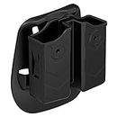 Double Magazine Holster, Universal 9mm .40 Mag. Pouch Dual Stack Mag Holder with Adjustable Paddle Fit Glock Sig sauer S&W Beretta Browning Taurus H&K Most Pistol Mags
