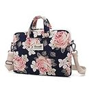canvaslife White Rose Patten Waterproof Shoulder Messenger Bag Case Sleeve for 14 Inch 15 Inch Laptop Briefcase 15.6 Inch