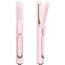 Terviiix Airflow Styler Hair Curler, Titanium Flat Iron Curling Iron in One, 0 Burning Hair Straightener with Cool Air, Straightening Iron and Curlers 2 in 1, Dual Voltage for Travel, Auto Off, Pink