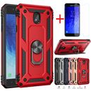 For Samsung Galaxy J7 V 2018/Star/Crown/Refine Ring Stand Case+Tempered Glass