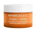Marcelle Vitamin C + Peptide Collagen & Glow Moisturizer, Day & Night Cream, Brightening & Smoothing, Vegan, Cruelty-Free, Hypoallergenic, Non-Comedogenic, Paraben-Free, Fragrance-Free, 50 mL