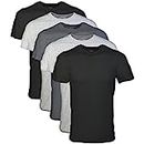 Gildan Men's Crew T-Shirts 5 Pack - Grey, Light Grey and Black - X-Large