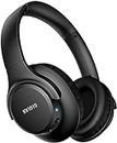 KVIDIO Bluetooth Headphones Over Ear, 65 Hours Playtime Wireless Headphones with Microphone, Foldable Lightweight Headset with Deep Bass,HiFi Stereo Sound for Travel Work PC Cellphone (Black)