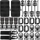 Molle Accessories Kit of 30 Attachments for 1" Webbing Molle Bag Tactical Backpack Vest Belt, Molle Attachments with Molle Pouches D-Ring Grimloc Locking Gear Clip Web Dominator Elastic Strings Buckle