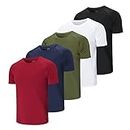 ZENGVEE 5 Pack Men's Workout Running Shirts Athletic Gym Tops Quick-Dry Moisture Wicking Breathable Sport Tee Crew Neck Short Sleeve T-Shirts for Outdoor Sportswear(510-Black White Green Navy Red-L)