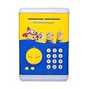 HK Toys Piggy Bank ATM for Kids Money Safe Savings with Password Box Toy Coin Rupee Note Machine Electronic Lock Mini Electric Secret Store (Minion)