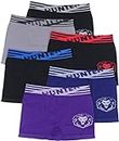 ToBeInStyle Men's Pack of 6 Seamless Boxer Briefs in Solid and Stripe Designs, 6-pack Striped Waistband W/ Lion Head, One size