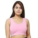 Facto Power Women's Lightly Removable Padded, Wire Free Seamless Sports Bra, for Running, Athletics, Excercise, Gym Light Pink (Free Size (Suitable Upto 32))
