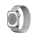 Apple Watch Series 8 [GPS + Cellular 41 mm] Smart Watch w/Silver Stainless Steel Case with Silver Milanese Loop. Fitness Tracker, Blood Oxygen & ECG Apps, Always- On Retina Display, Water Resistant