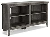 Signature Design by Ashley Arlenbry Modern Corner TV Stand with 4 Shelves & Fits TVs Up to 48 Inches, Gray
