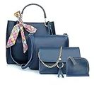 Mammon Women's Girls Handbags Combo (3ribn-tie) (Blue)