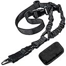 ZONSUSE Single Point Gun Strap, Rifle Sling, Airsoft Sling, Tactical Gun Belt with Shoulder Pads, with Metal Hook, Adjustable Removable, Release Flexibly, for Rifle Airsoft Shotgun (Black)