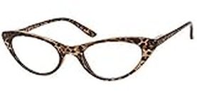 The Brit Cat Eye Reading Glasses, Full Frame Readers for Women +2.00 Brown Leopard (1 Microfiber Cleaning Pouch Included)