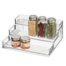 mDesign Porta spezie cucina – Mobiletto spezie a 3 ripiani in plastica – Organizer cucina per spezie, aromi e altri alimenti – trasparente