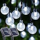 Lyhope Solar Outdoor String Lights, 2 Pack Total 40ft 60 LED Crystal Ball Waterproof Solar Powered Globe Lights for Garden Patio Bistro Cafe Gazebo Holiday Party Outdoor Decorations (Cool White)